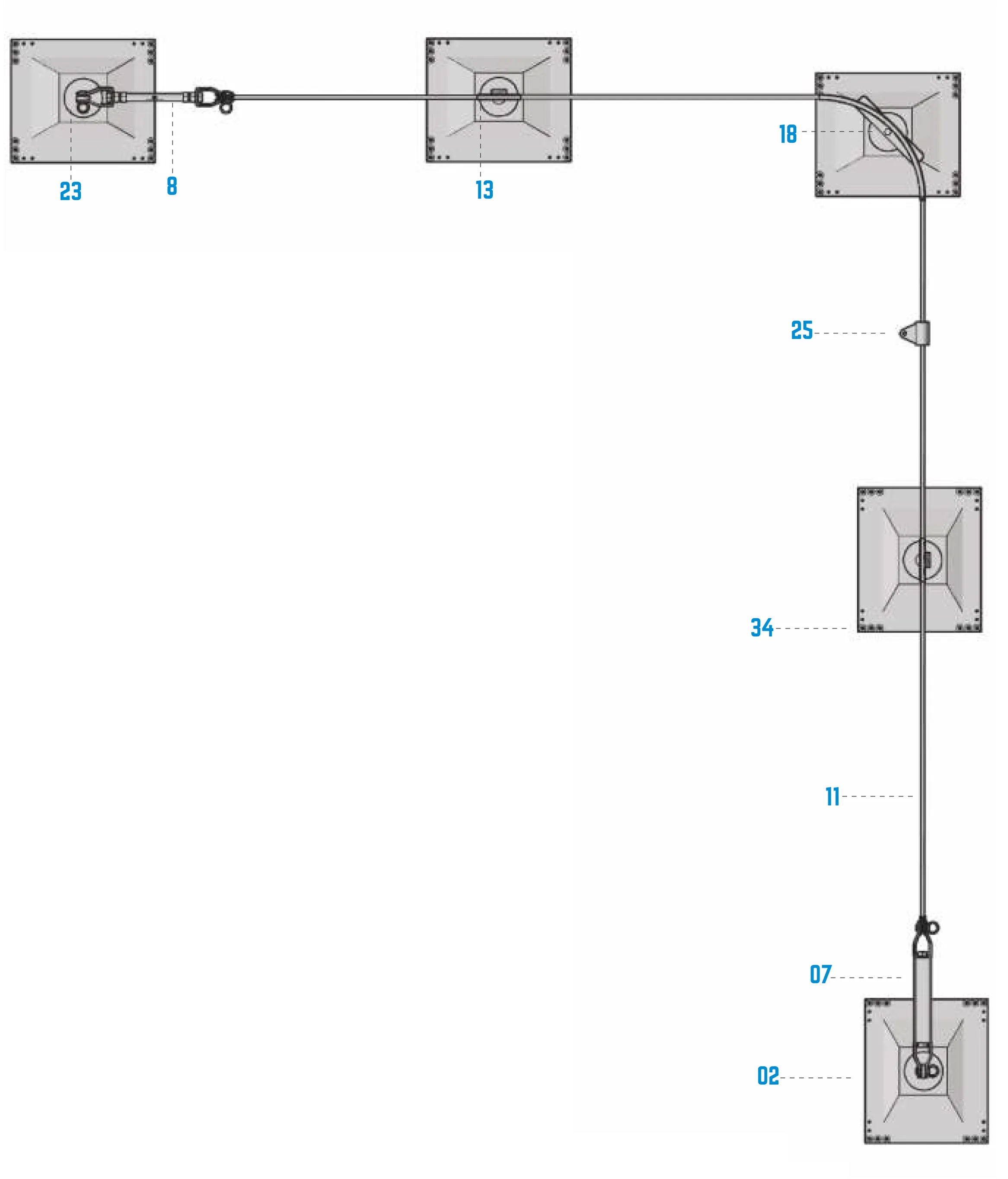 Rooftop lifeline system schematic diagram